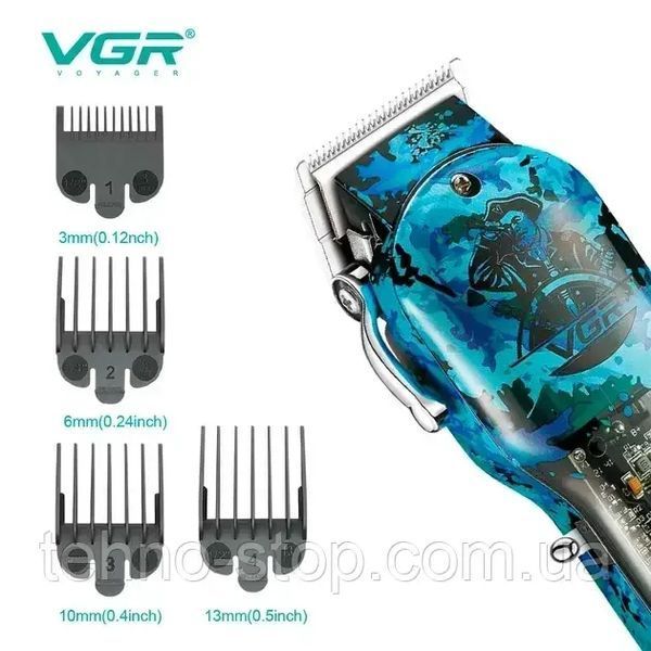 Машинка для стрижки VGR V‑685, аккумуляторная, 4 насадки, LED дисплей, USB зарядка