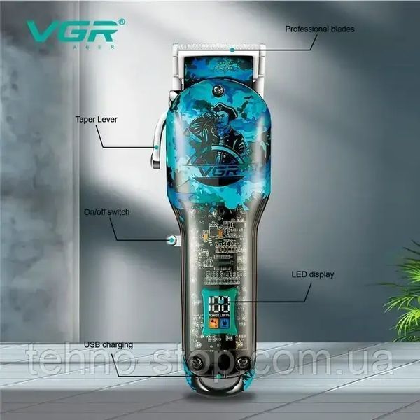 Машинка для стрижки VGR V‑685, аккумуляторная, 4 насадки, LED дисплей, USB зарядка