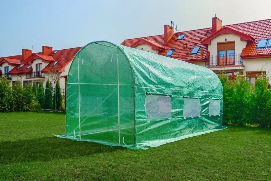 Теплиця-парник садова 4&times;2,5 м, зелена &mdash; каркасна, посилена з UV-захистом, площа 10 м&sup2;
