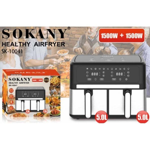Мультипіч двокамерна Sokany SK-10041 1500+1500Вт 5+5л Аерофритниця Аерогриль Запікання