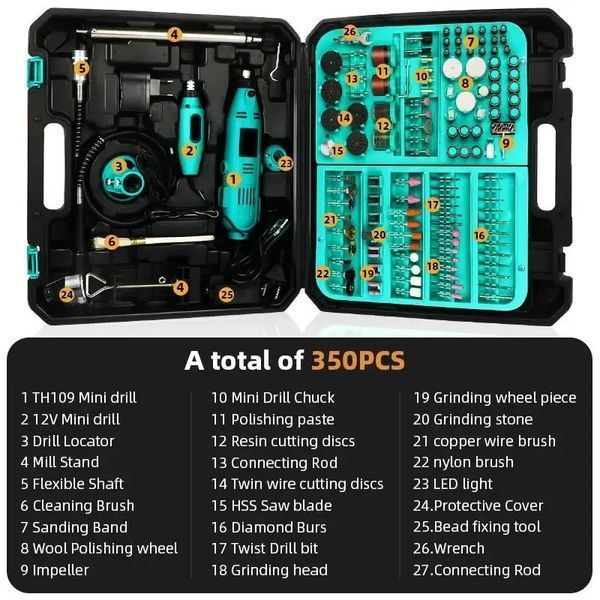 Гравер електричний + Mini 12V DOMOTEC з 236 насадками