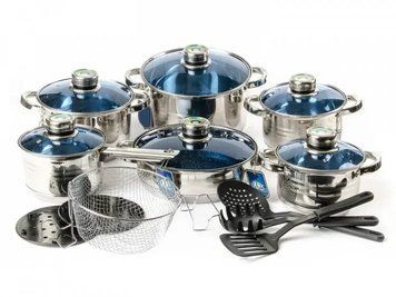 Набор посуды UNIQUE UN-5039 &ndash; 19 предметов Полный комплект кухонной посуды для дома и семейных обедов