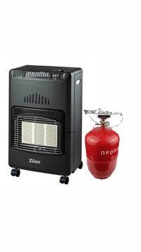 Газовий комплект обігрівач Zilan FLORIA ZLN8458D Black та балон 12 л, редуктор, шланг