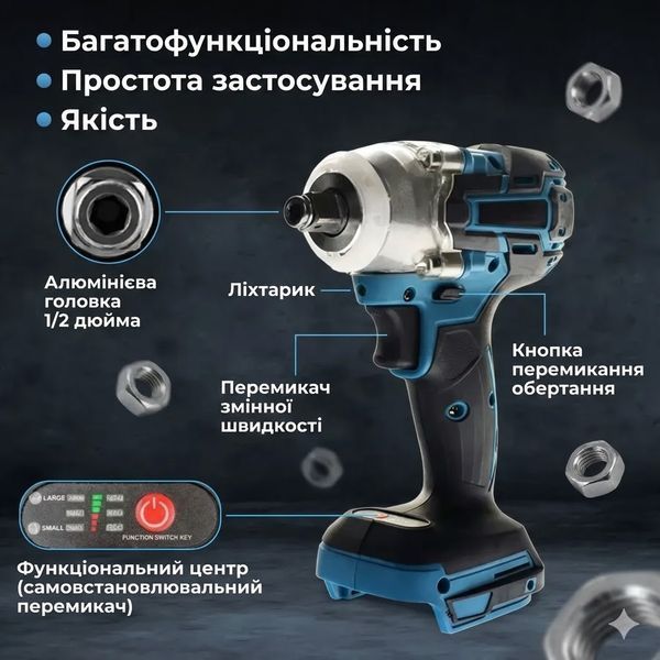 Аккумуляторный ударный гайковерт с набором насадок 25 шт и 2 АКБ в кейсе