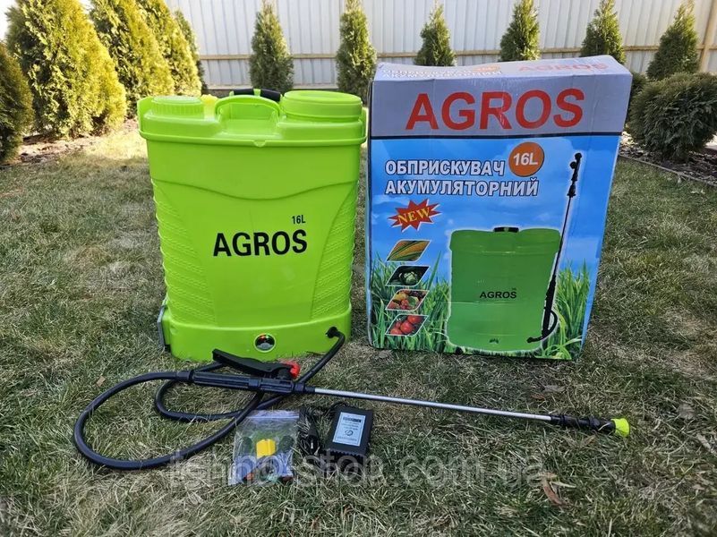 Комплект аккумуляторный опрыскиватель, электроопрыскиватель Agros AO-16 л и турбо насадка 12 В