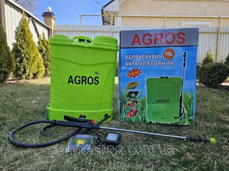 Комплект аккумуляторный опрыскиватель, электроопрыскиватель Agros AO-16 л и турбо насадка 12 В