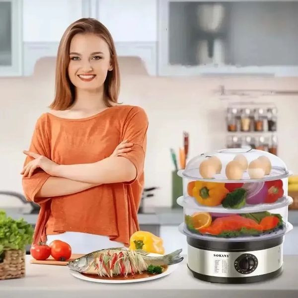 Електрична пароварка 3-рівнева 650Вт, 11л, Sokany SK-07018