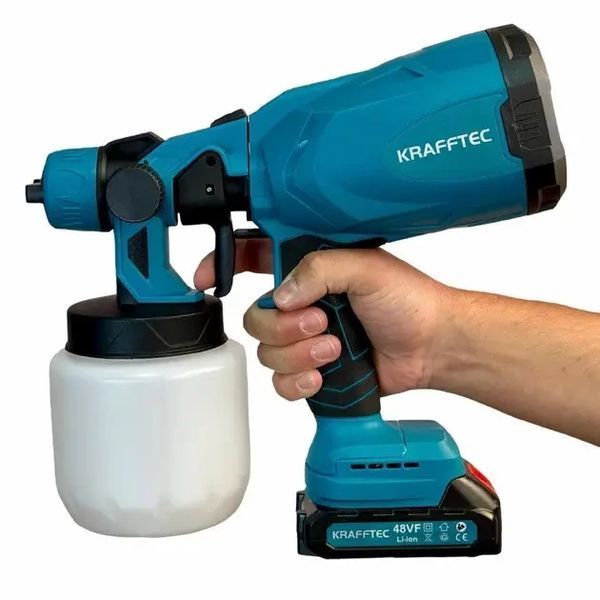 Акумуляторний фарбопульт Krafftec 48V/2Ah, 600W, 800 мл, 2 акумулятори