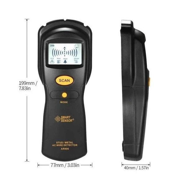 Шукач прихованої проводки та металу з дисплеєм Smart Sensor AR-906 (чорний)