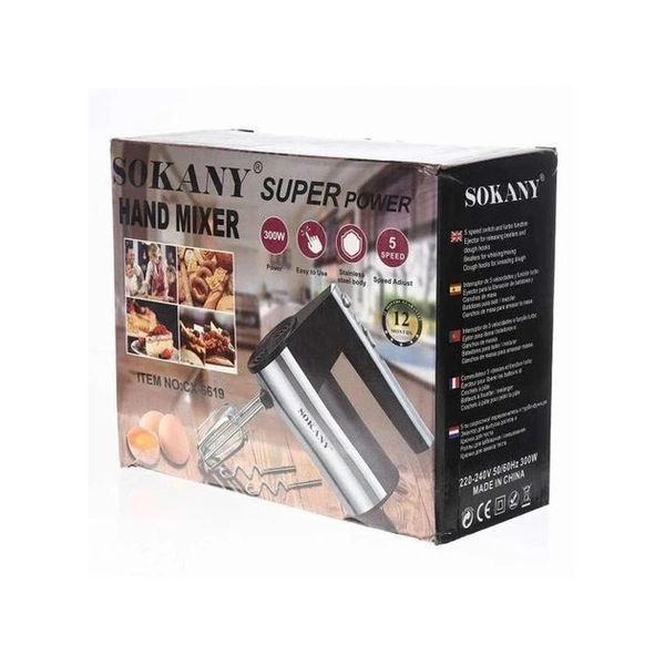 Ручной миксер Sokany CX-6619 300Вт, 5 скоростей