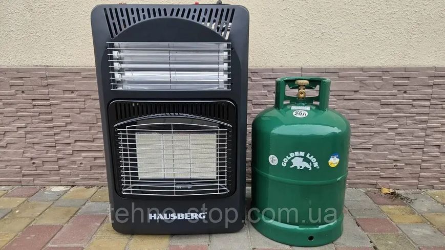 Газовый комплект Hausberg 1020 2 в 1 &mdash; инфракрасный газ/электро, 3 ТЭНа по 400 Вт, баллон RUDYY 27 л + редуктор + шланг