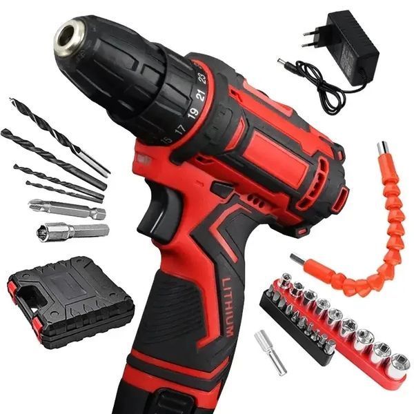 Акумуляторний шуруповерт із насадками KRAFFTEC 24V