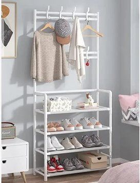 Вешалка для одежды с полками для обуви NEW Simple Floor Clothes Rack - БИЛА