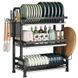 Сушарка для посуду настільна триярусна Multifunctional Bowl Rack, чорна, органайзер для тарілок, чашок і столових приладів