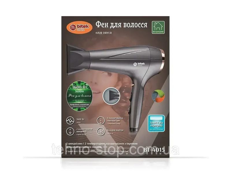 Фен для волос 3600Вт BITEK BT-4015
