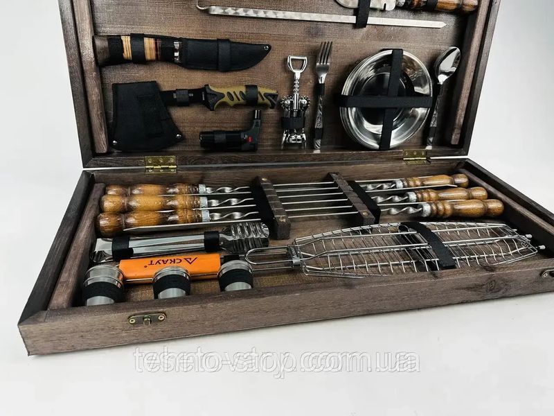 Подарунковий набір для пікніка GRILL MASTER кизляр, ручної роботи (шампура і аксесуари)