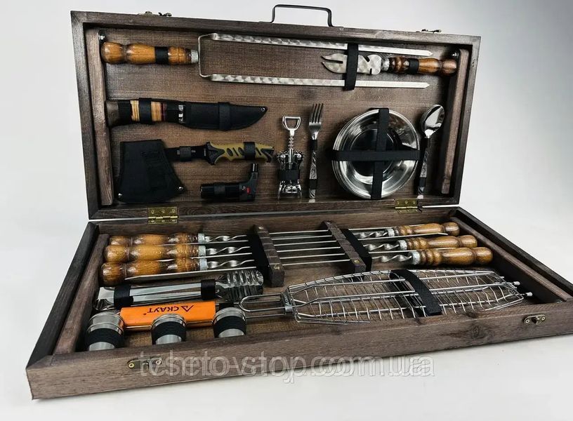 Подарунковий набір для пікніка GRILL MASTER кизляр, ручної роботи (шампура і аксесуари)