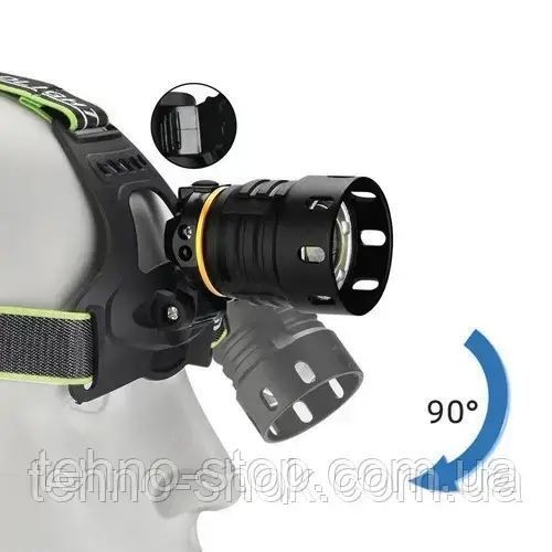 ЛІХТАР НАЛОБНИЙ BL-A14-3-P90, 3X18650, ZOOM, ЗП TYPE-C