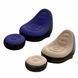 Надувной диван 2в1 с пуфиком для ног Soft Rest A-Sofa Мягкая надувная мебель с флокированным покрытием, бежевый и темно-синий