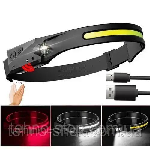 ЛІХТАР НАЛОБНИЙ BL-W689/G28-LM+COB (WHITE+RED), MOTION SENSOR, LI-ION АКУМ., ЗП TYPE-C