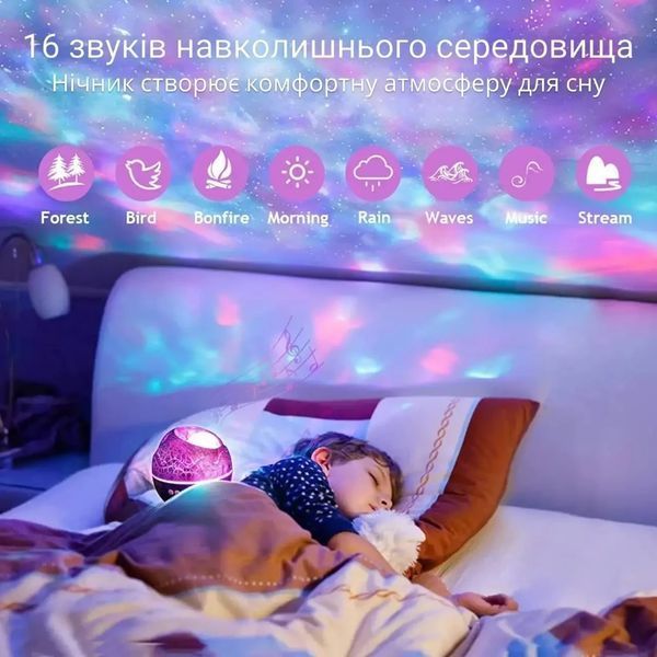 Проектор галактики &laquo;Яйце&raquo; з Bluetooth колонкою Лазерний нічник зоряного неба з музикою та ефектом космосу