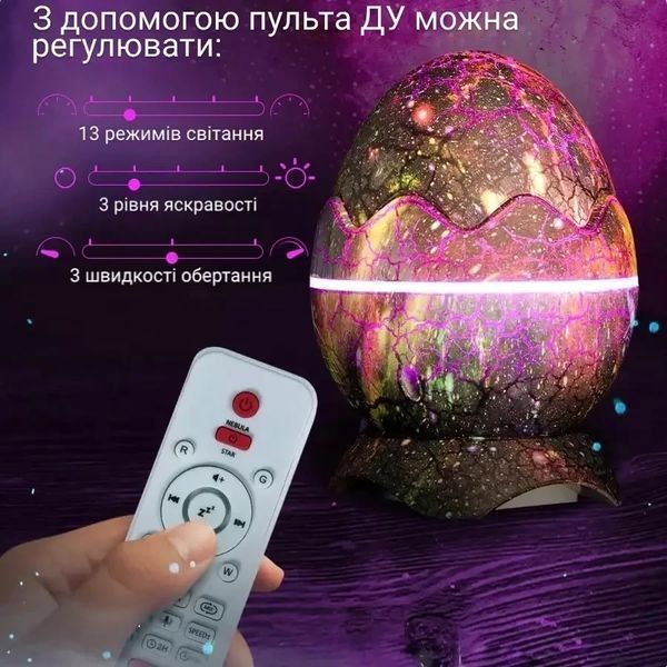 Проектор галактики &laquo;Яйце&raquo; з Bluetooth колонкою Лазерний нічник зоряного неба з музикою та ефектом космосу