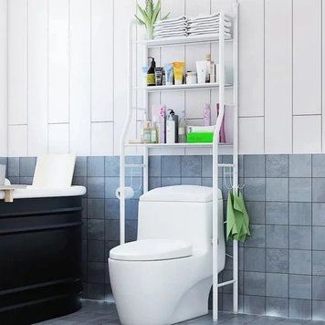Полка-стеллаж напольная над унитазом 8813 48&times;25&times;152 см White Компактный органайзер для ванной комнаты с экономией пространства