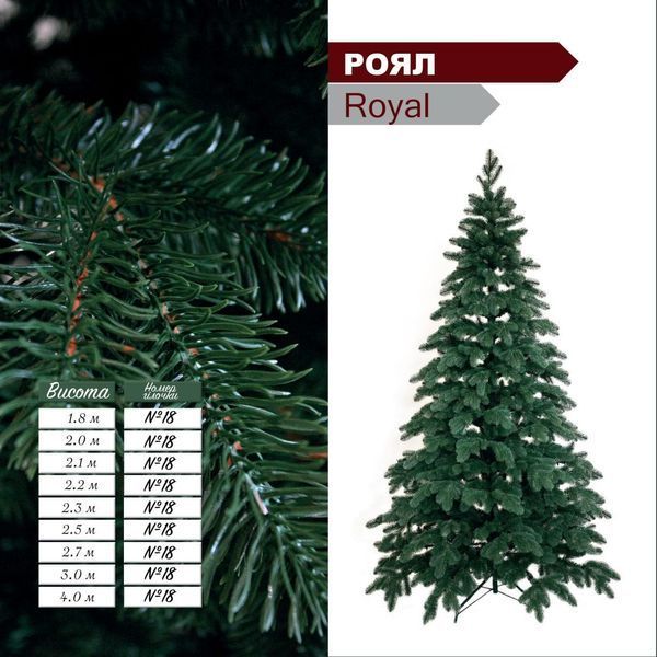 Штучна ялинка 2,1 м лита хвоя зелена Poeal № 18, класична новорічна ялинка